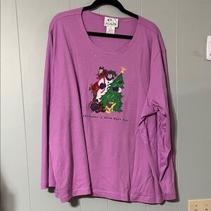 Quacker Factory Lavender Long Sleeve Snowman Shirt